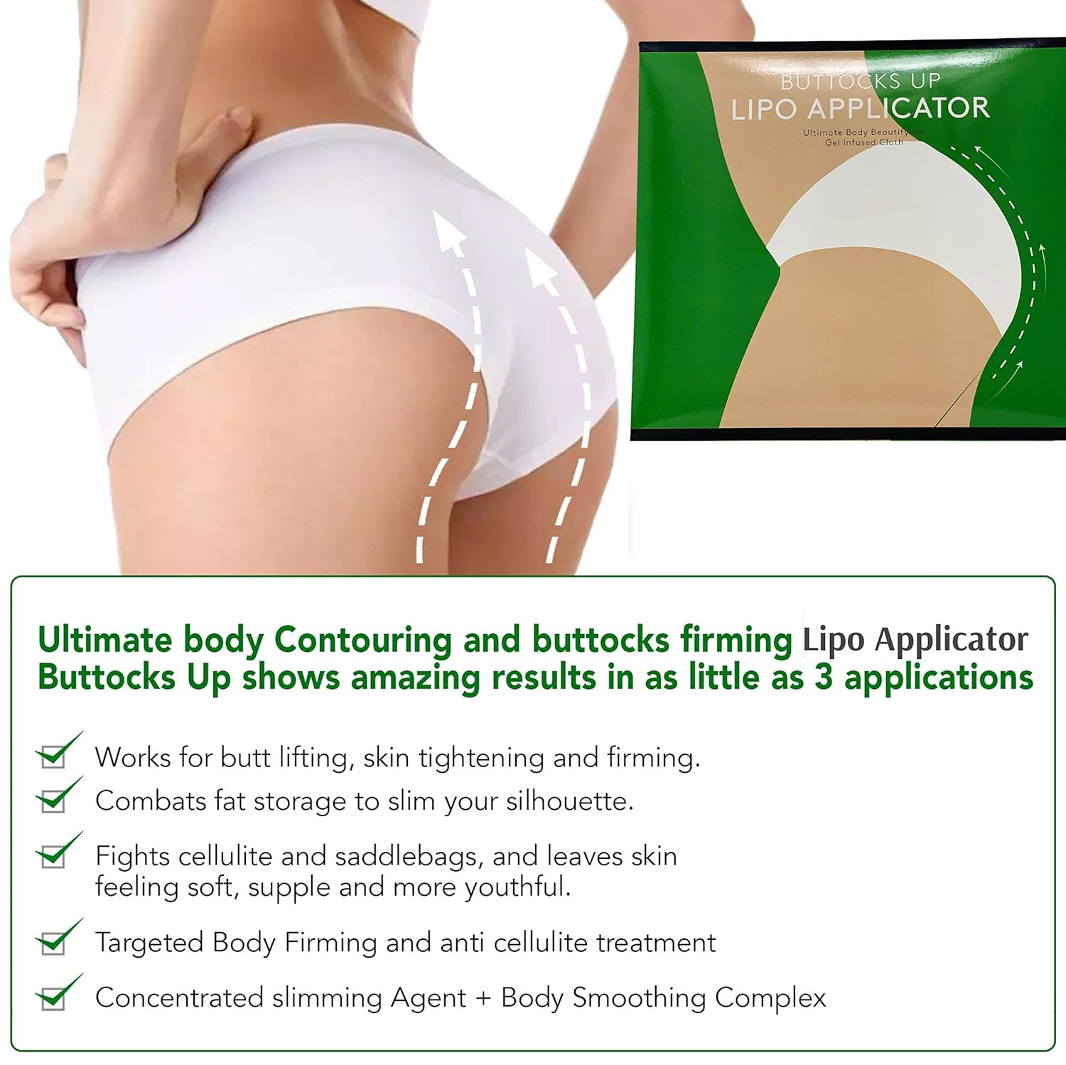 Buttock Hip Up Lift Gel & Lipo Applicator (Gel 150ml + Patches 6 pairs) - Medactiveshop