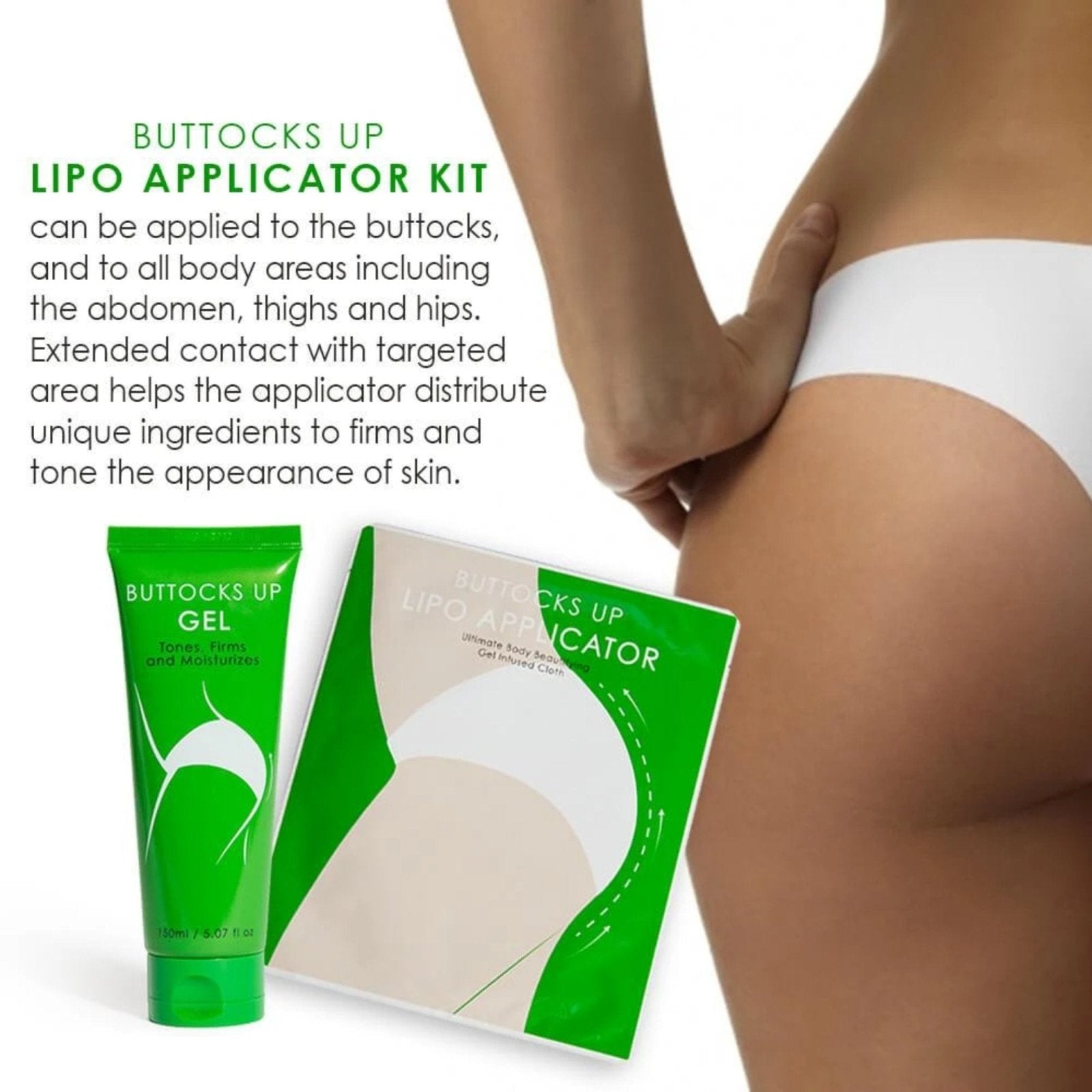 Buttock Hip Up Lift Gel & Lipo Applicator (Gel 150ml + Patches 6 pairs) - Medactiveshop