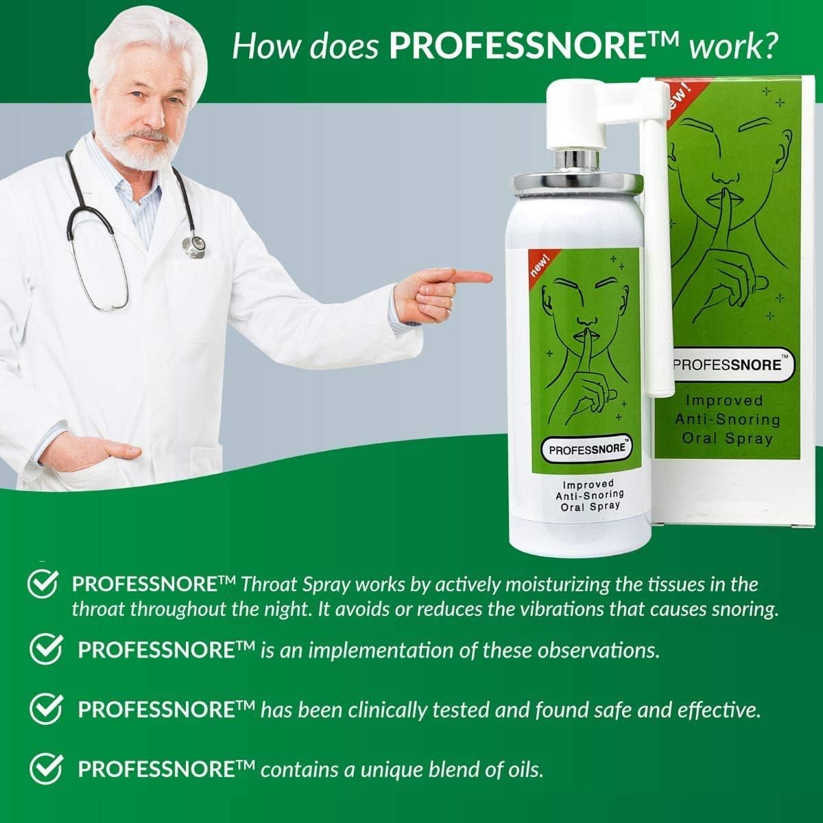 Snore Relief Oral Spray ProfesSnore (1.69 Fl oz/50 ml) - Medactiveshop